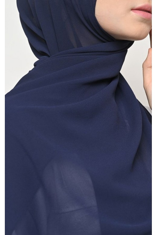 Pasmina Cerutti Baby Doll Jahit Tepi Navy